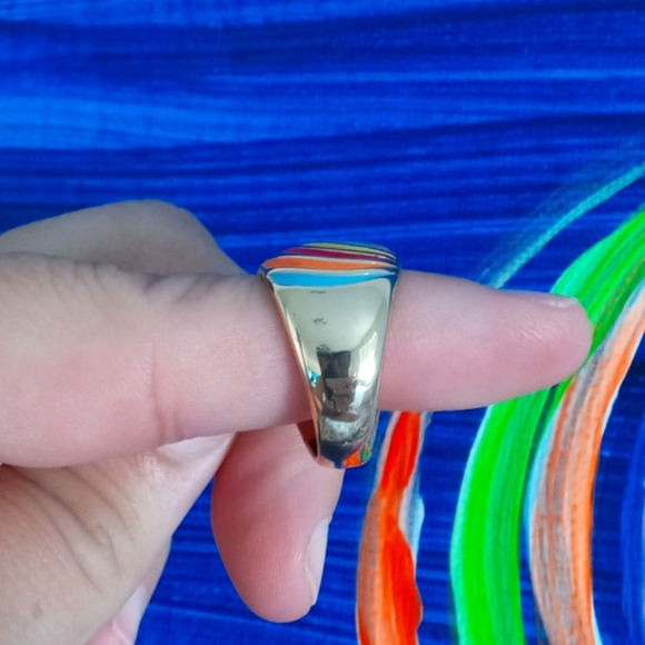 🌈 C&C California Rainbow Love Wide C- Band Ring 6.5 New! - Picture 4 of 10